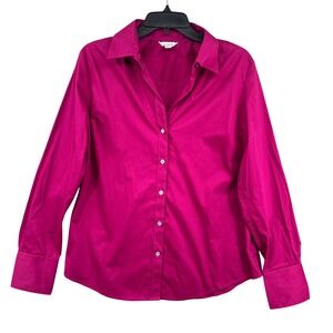 Calvin Klein Long Sleeve Button Up Shirt Size L Stretch Tailored Work Career